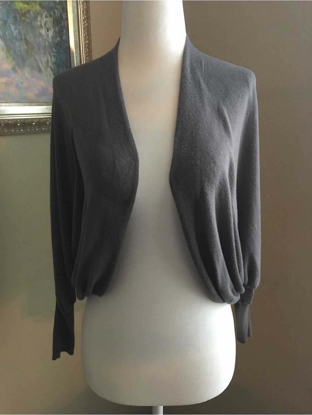 LOFT Charcoal Gray Open-Front Draped Women's Cardigan